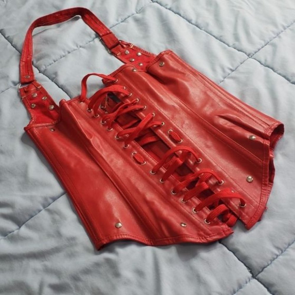 Red Faux Leather Corset
